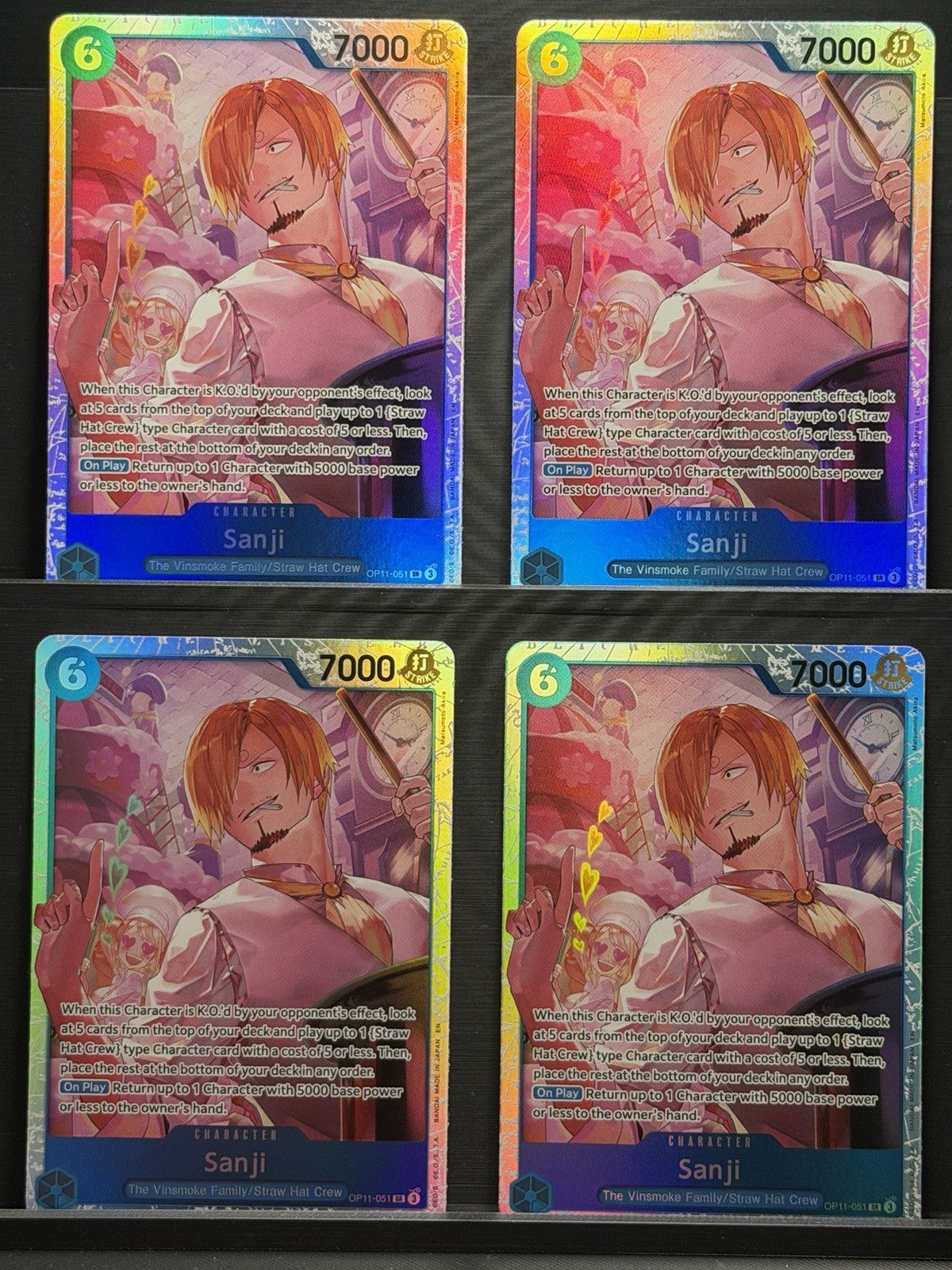 X4 Sanji OP11-051 SR Playset One Piece A Fist of Divine Speed Foil English