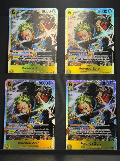 4X Roronoa Zoro ST29-014 Play Set One Piece Starter Deck 29: Egghead Foil ENG