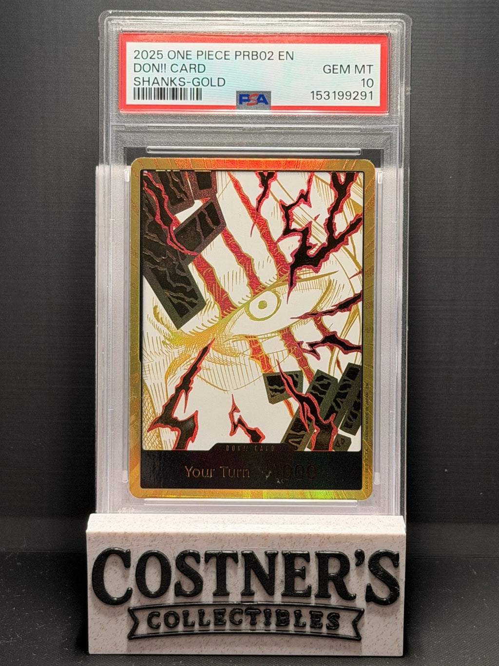 PSA 10 DON!! Card (Shanks) (Gold) One Piece PRB02 -The Best- Vol. 2 Foil