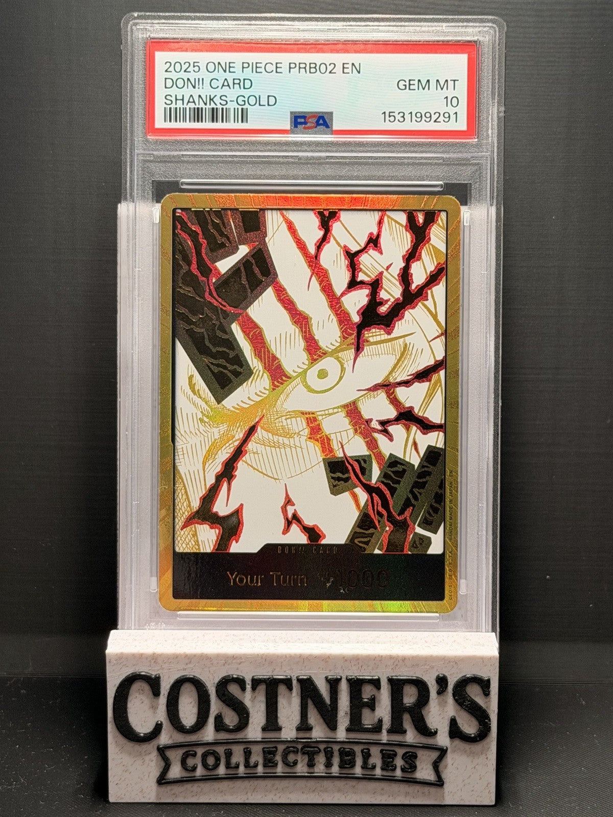 PSA 10 DON!! Card (Shanks) (Gold) One Piece PRB02 -The Best- Vol. 2 Foil