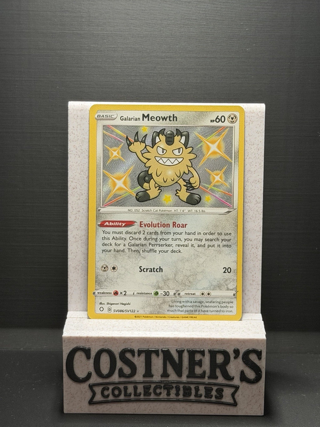 Galarian Meowth SV086/SV122 Pokemon Shining Fates: Shiny Vault Holo