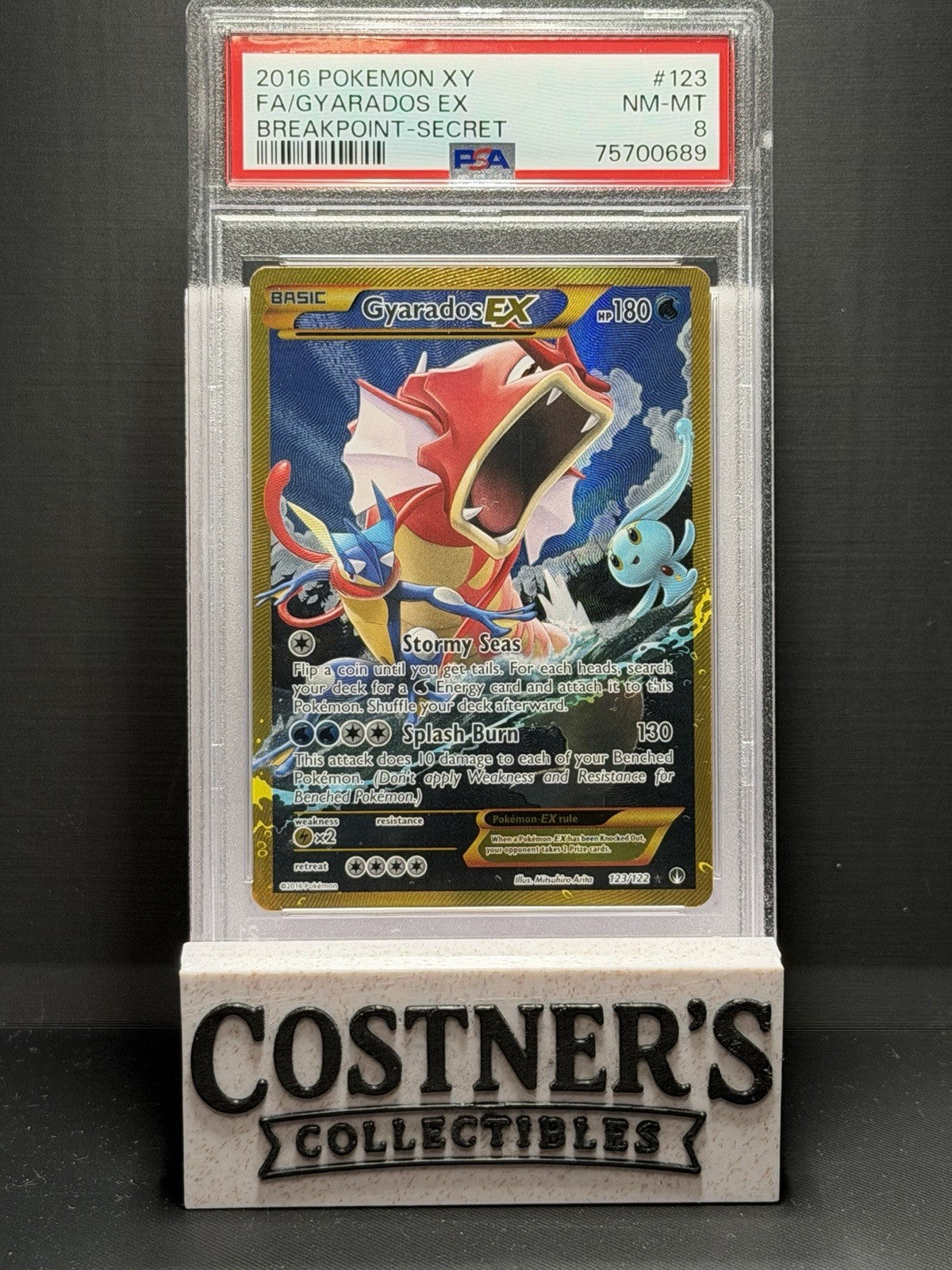 PSA 8 Gyarados EX (Secret) 123/122 Pokémon Breakpoint Holo