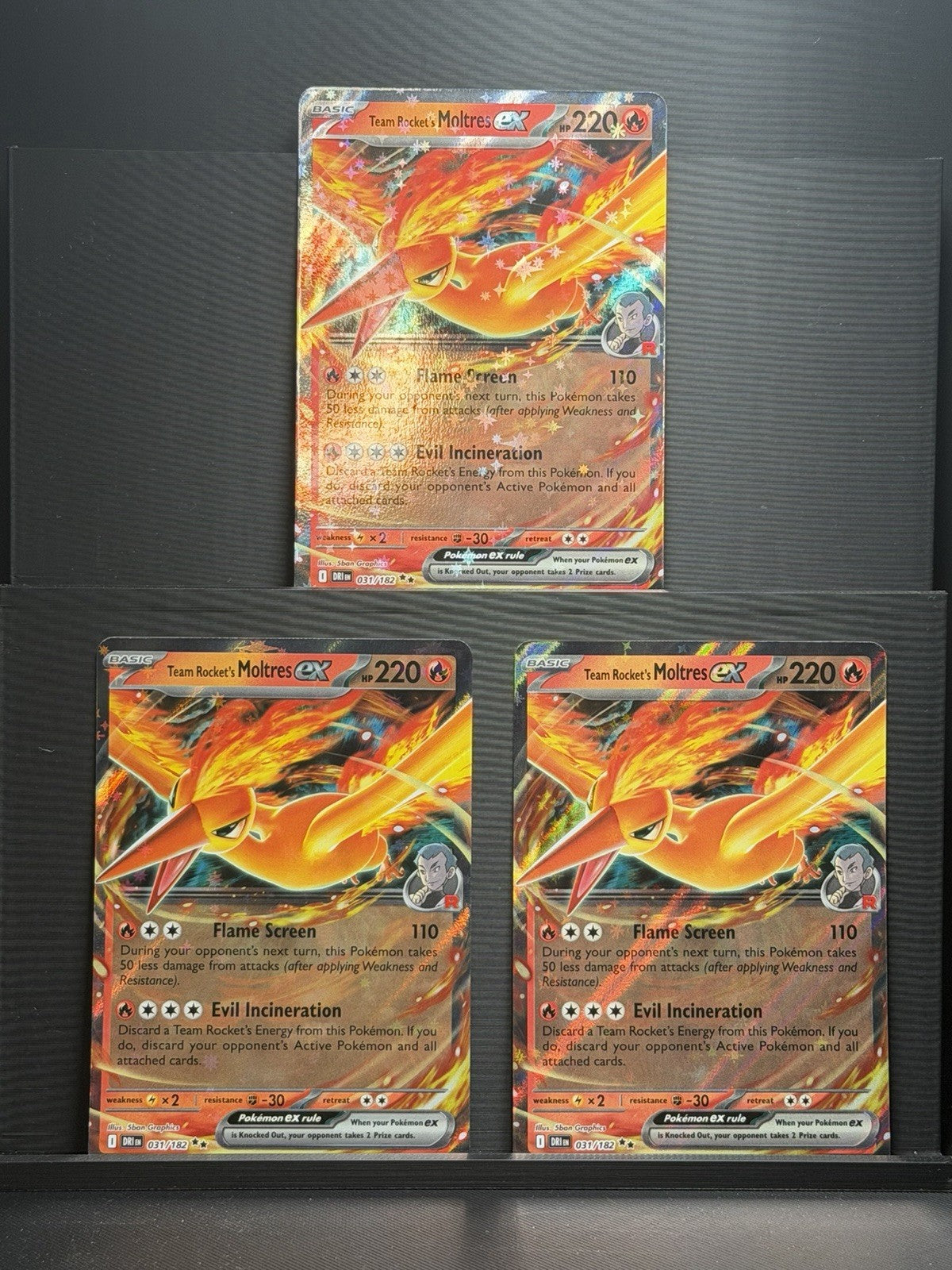 Team Rocket's Moltres ex 031/182 X3 Pokemon Sv10: Destined Rivals Holo