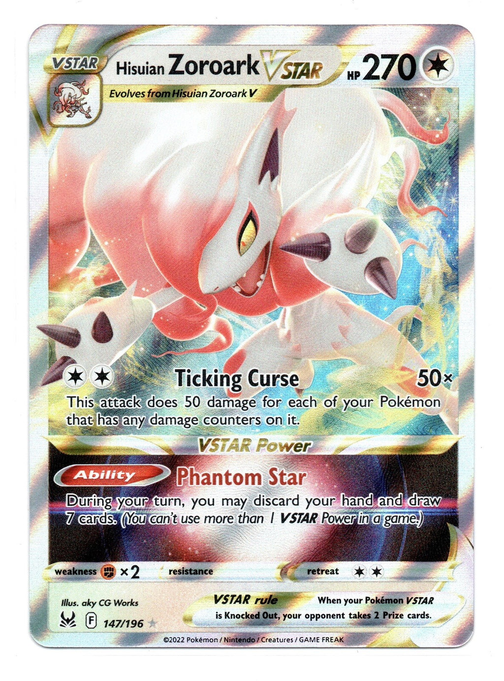 Hisuian Zoroark VSTAR 147/196 Pokemon Swsh11: Lost Origin Holo