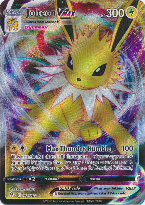 Jolteon VMAX 051/203 Pokemon SWSH07: Evolving Skies Holo